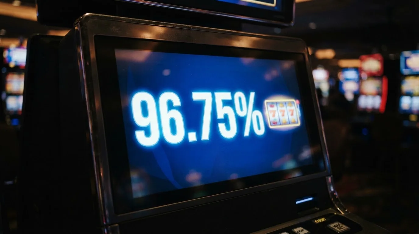 Nahaufnahme eines Bildschirms mit einer Prozentangabe neben einem Spielautomaten-Symbol.