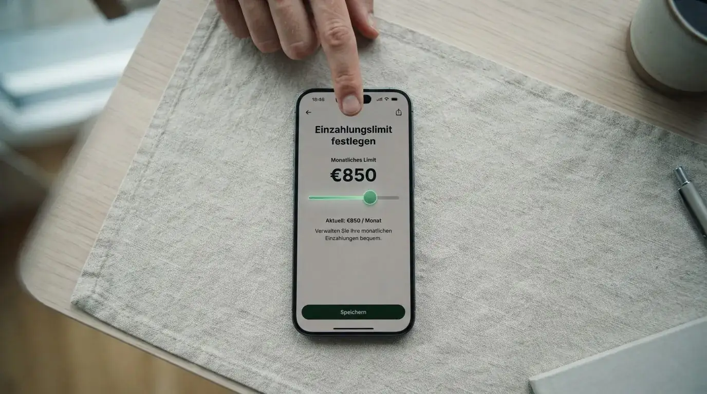 Bildschirmausschnitt eines Formulars zur Festlegung eines monatlichen Einzahlungslimits.