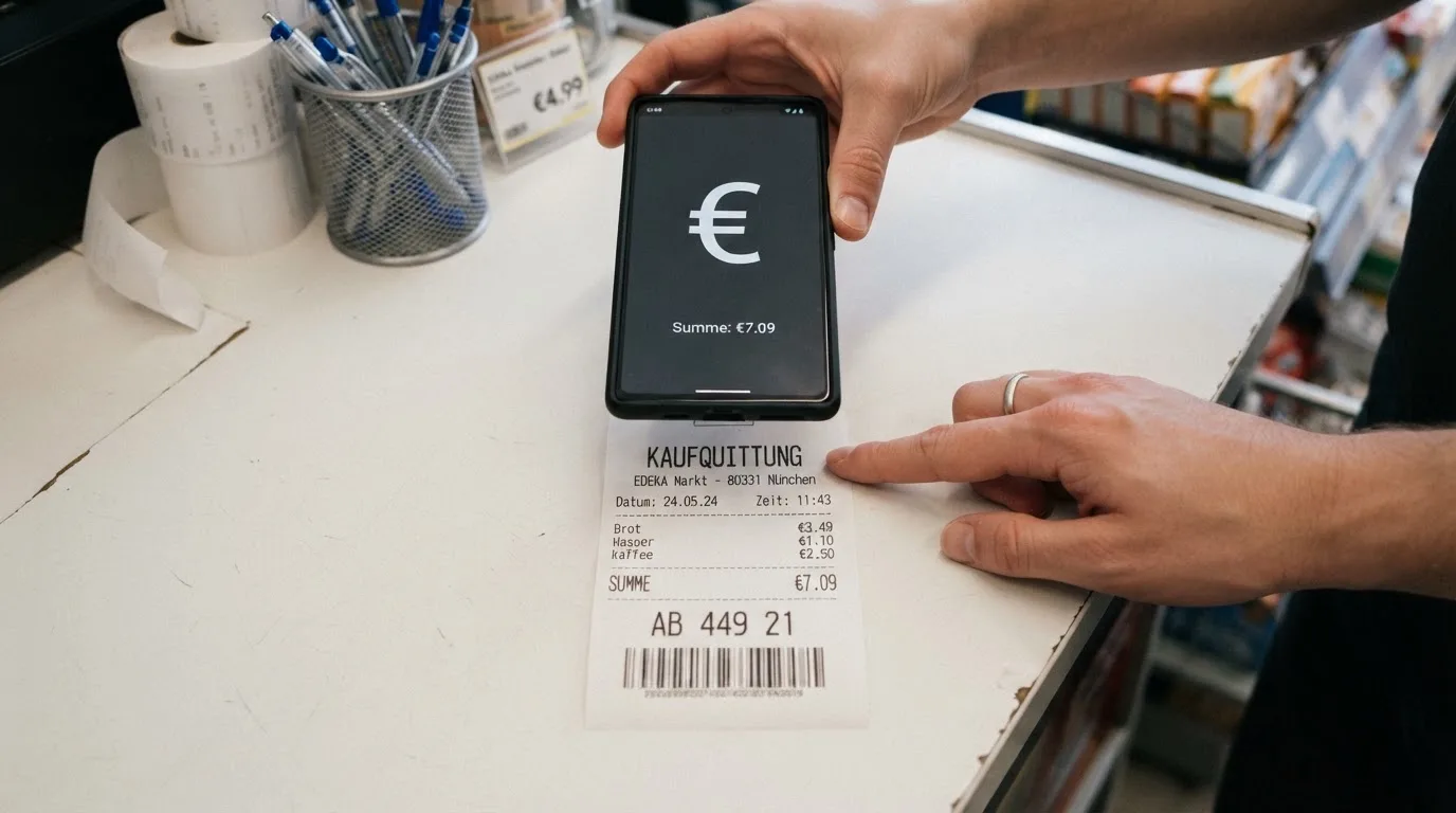 Illustration eines Ablaufs von Barzahlung an der Kasse bis zur Gutschrift auf dem Spielerkonto.