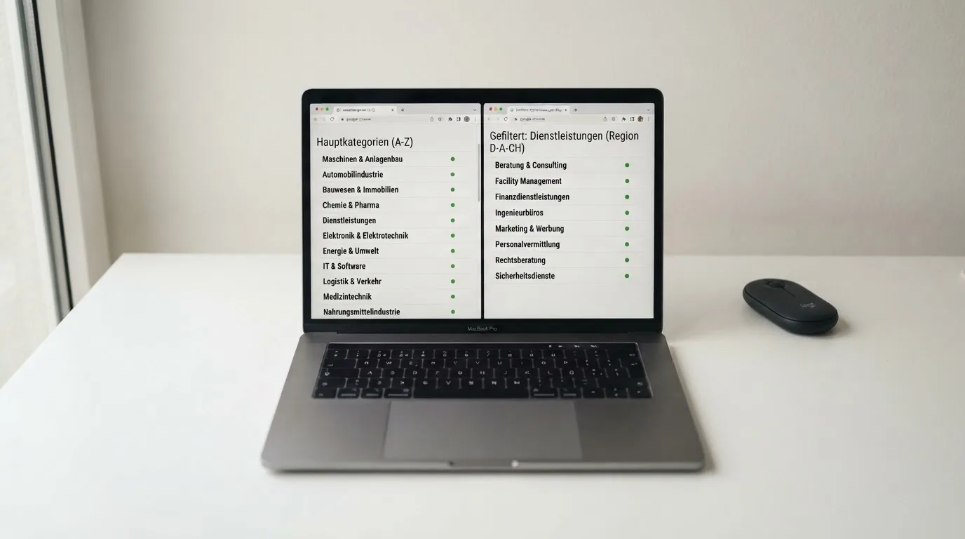 Zwei nebeneinander geöffnete Browser-Tabs auf einem Laptop-Bildschirm.