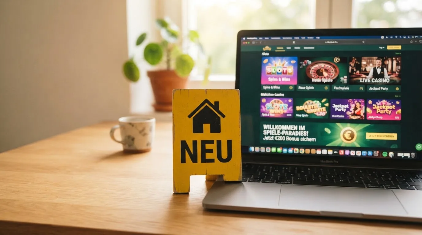 Bauschild-Symbol neben einem Laptop-Bildschirm, das eine Neugründung andeutet.