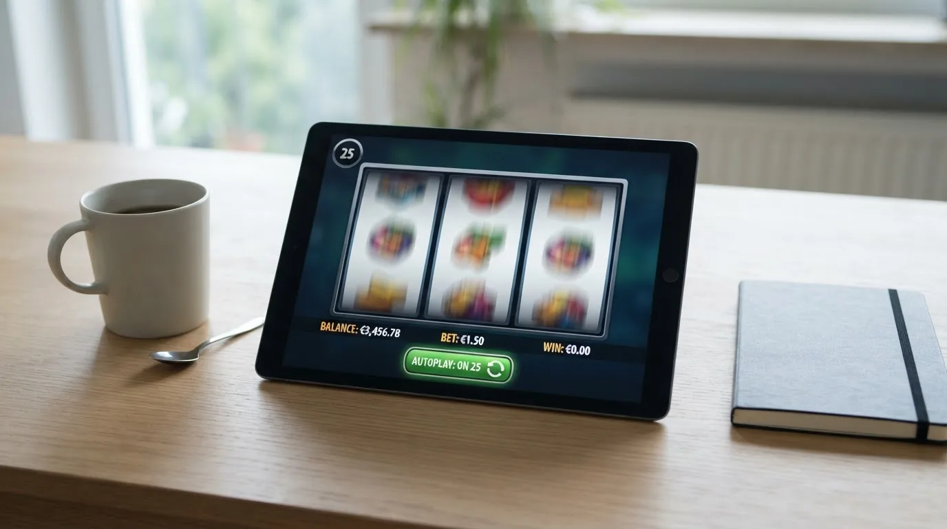 Schematische Darstellung eines automatisch ablaufenden Spins auf einem Tablet-Bildschirm.